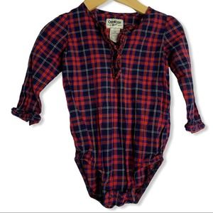 Oshkosh‎ red plaid one piece ruffle edges 12 month